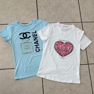 ❤️Two Women  Short Sleeve Tees in Blue and White